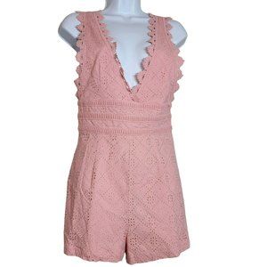 Forever 21 Junior's Small Peach Eyelette Summer Romper w/Tank Top Sleeves *NWT*